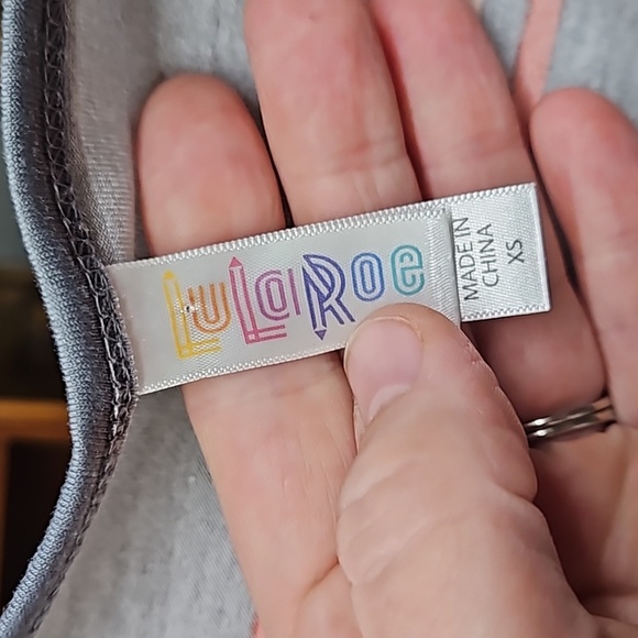 LulaRoe, Sz XS, Grey, Orange Stripes, Swing Style, Polyester, Stretch - Picture 7 of 9